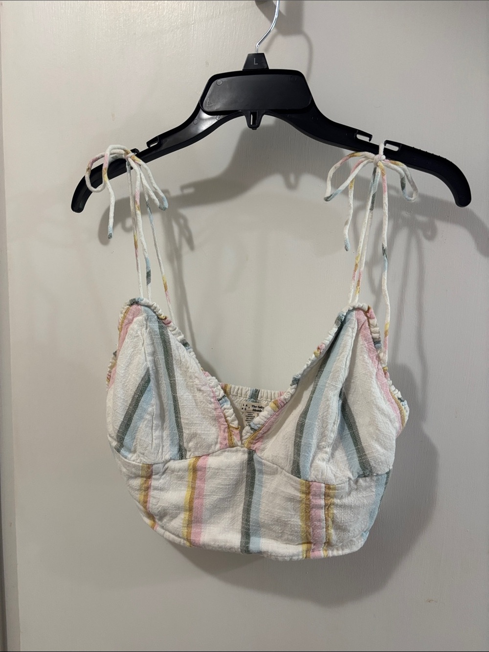 Billabong Striped Tie-Shoulder Crop Top in Pastel Multi